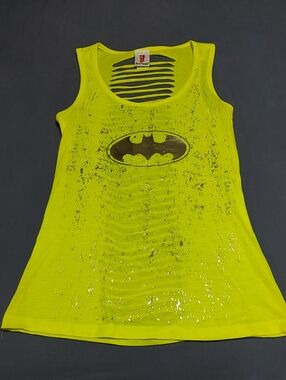 Neon Yellow Batman Graphic Tank Top From Six Flags.